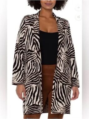 New Liverpool Zebra Print Open Cardigan size XS